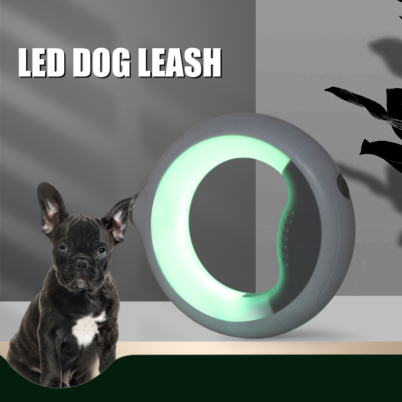 Tangle Free Heavy Duty Reflective LED Dog Leash Inbyggd poopväska fack Vandring Leash 360 Hands Free Anti-Slip-handtag för små medelstora stora hundar